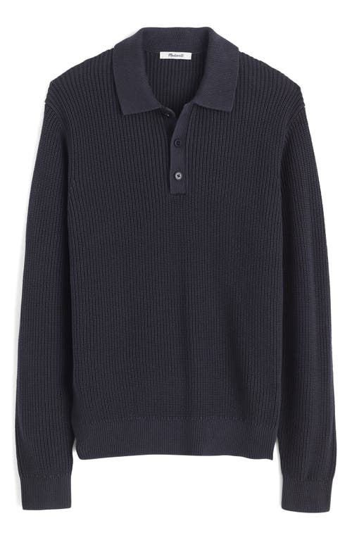 Madewell Shaker Stitch Cotton Polo Sweater In Blue