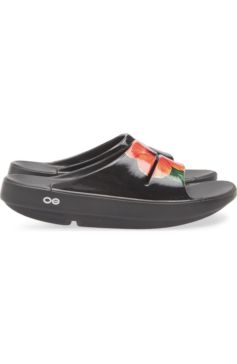 Oofos OOahh Slide Sandal, Alternate, color, Pop Hibiscus