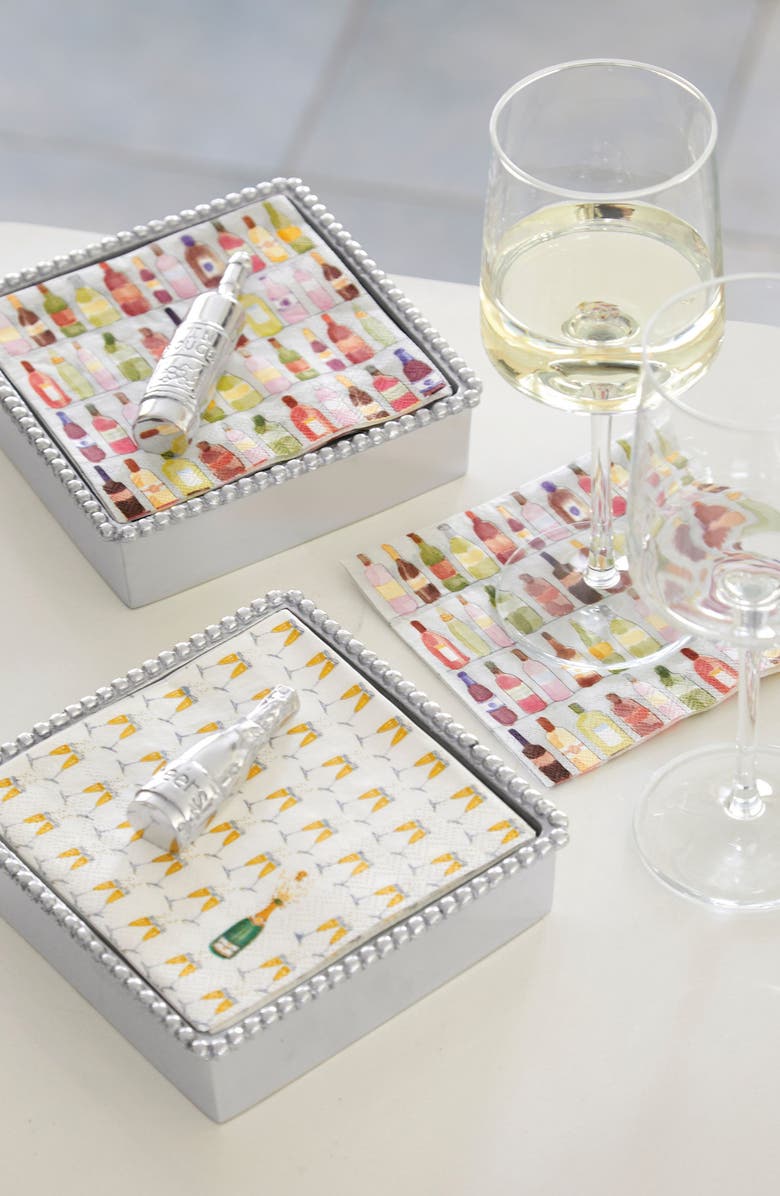 Mariposa Beaded Napkin Box Set, Alternate, color, Silver