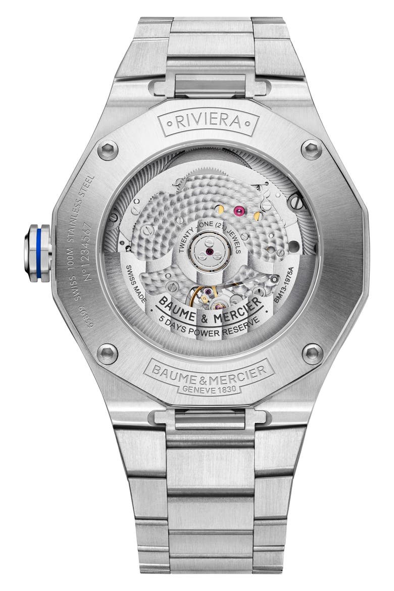 Riviera 10616 Automatic Bracelet Watch, 36mm, Alternate, color, BLUE SAPPHIRE