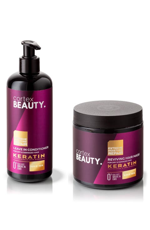 Keratin Leave-In Conditioner & Reviving Hair Mask Set $157 Value