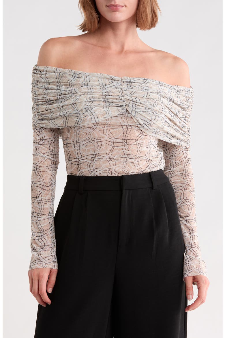 Lilith Off the Shoulder Top, Main, color, LACE PLAID
