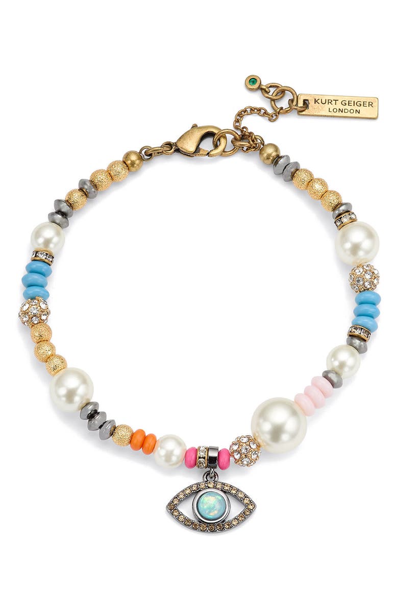 Kurt Geiger London Evil Eye Beaded Bracelet, Main, color, Multi
