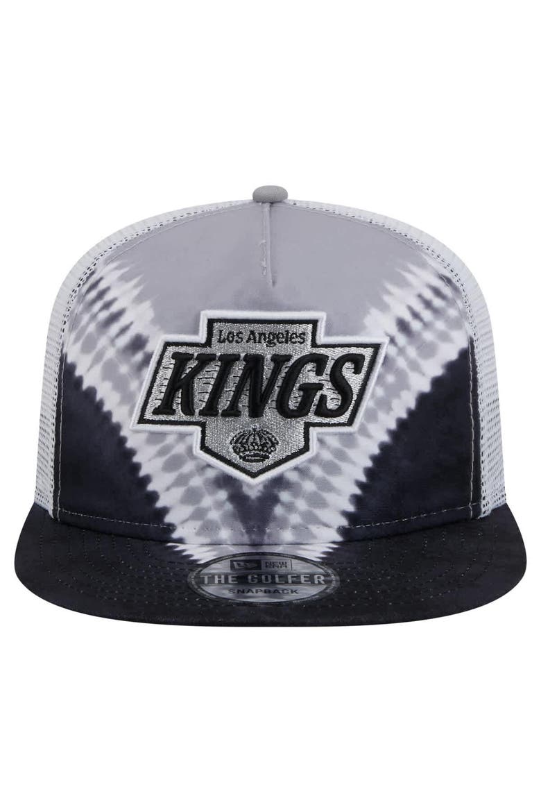 Men's New Era  Black/Silver Los Angeles Kings Throwback V-Dye Adjustable Golfer Hat, Alternate, color, Black