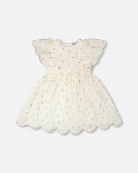 Jacquard Short Sleeve Printed Flowers Dress (Baby)