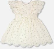 Deux par Deux Jacquard Short Sleeve Flowers Dress