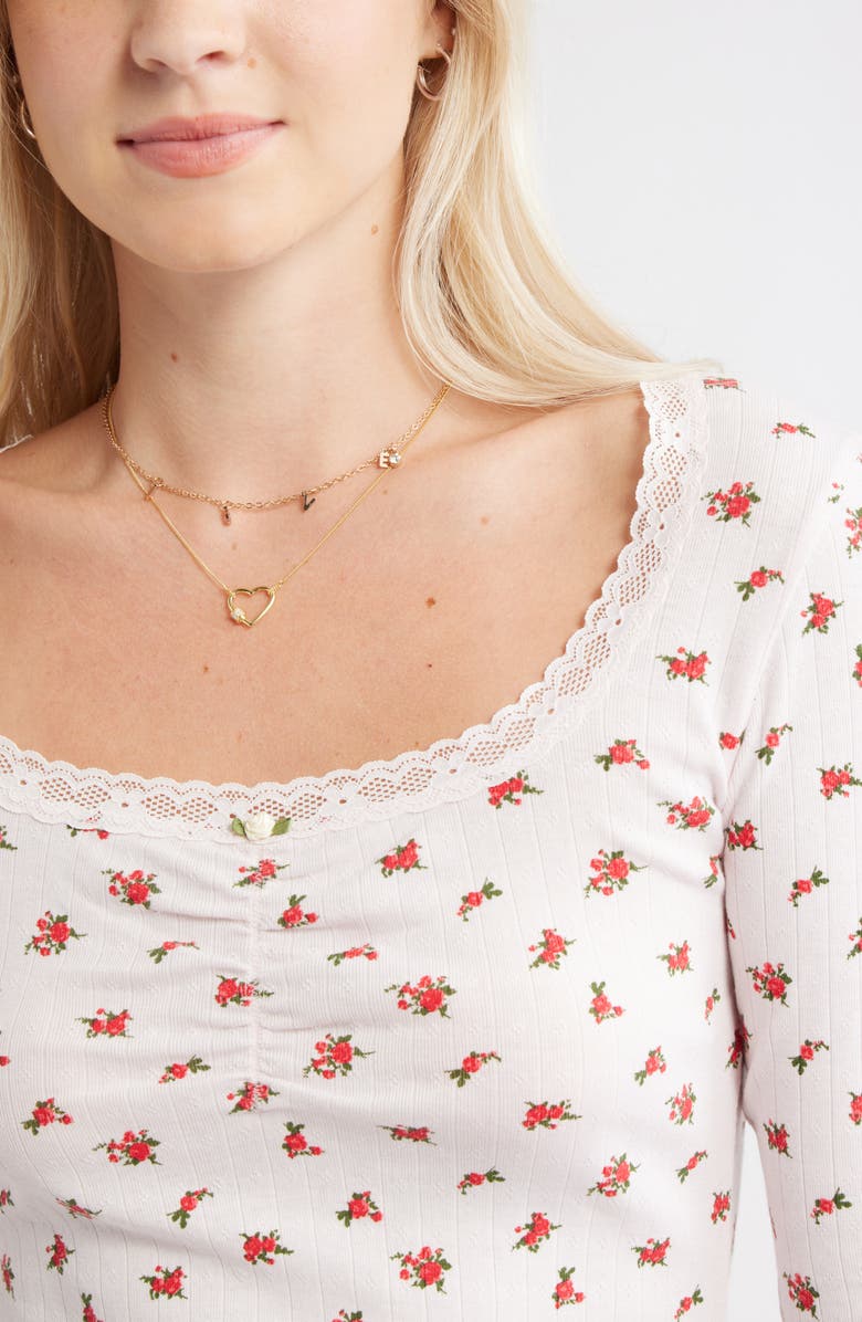 BP. Pointelle Long Sleeve T-Shirt, Alternate, color, Pink P- Red Bella Rose