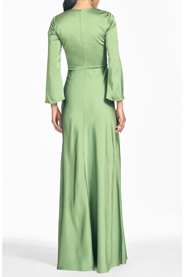 Alex Floral Long Sleeve Satin Crepe Gown, Alternate, color, CYPRESS SWEET PEA