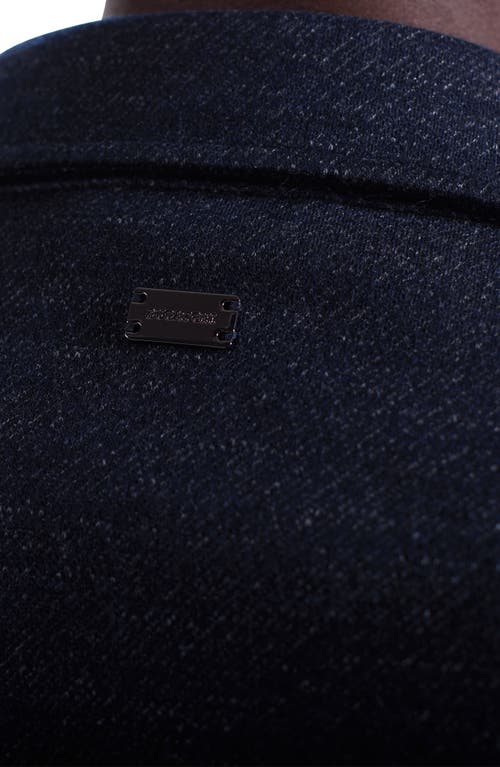Bugatchi Slub Knit Wool & Cotton Button-up Shirt Jacket In Blue