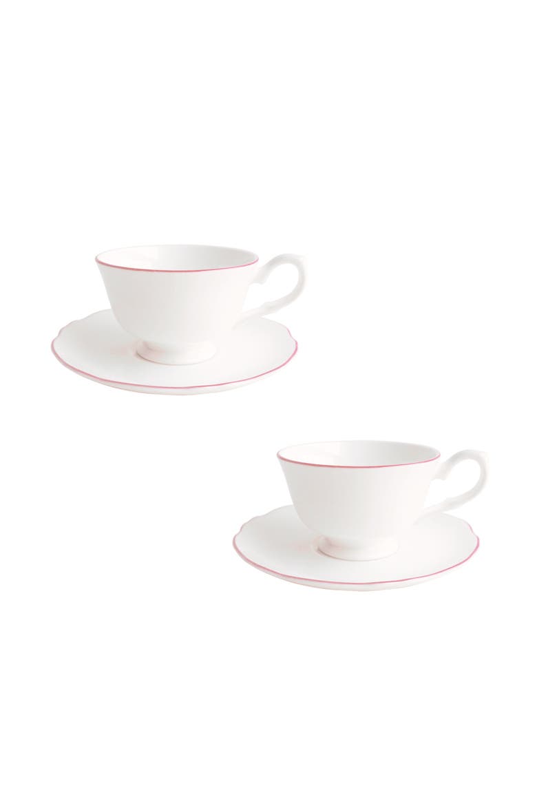 Amelie Set of 2 Espresso Cups & Saucers, Main, color, Roseate