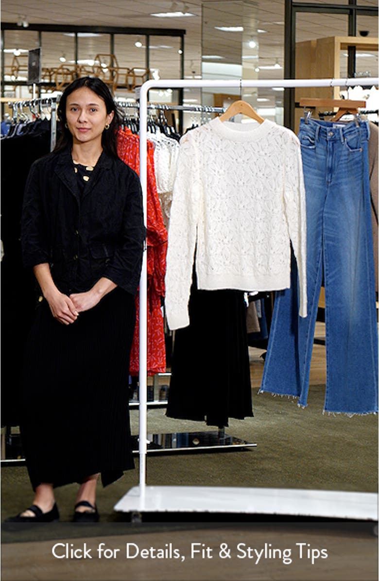 Floral Open Stitch Crewneck Sweater, sales video thumbnail