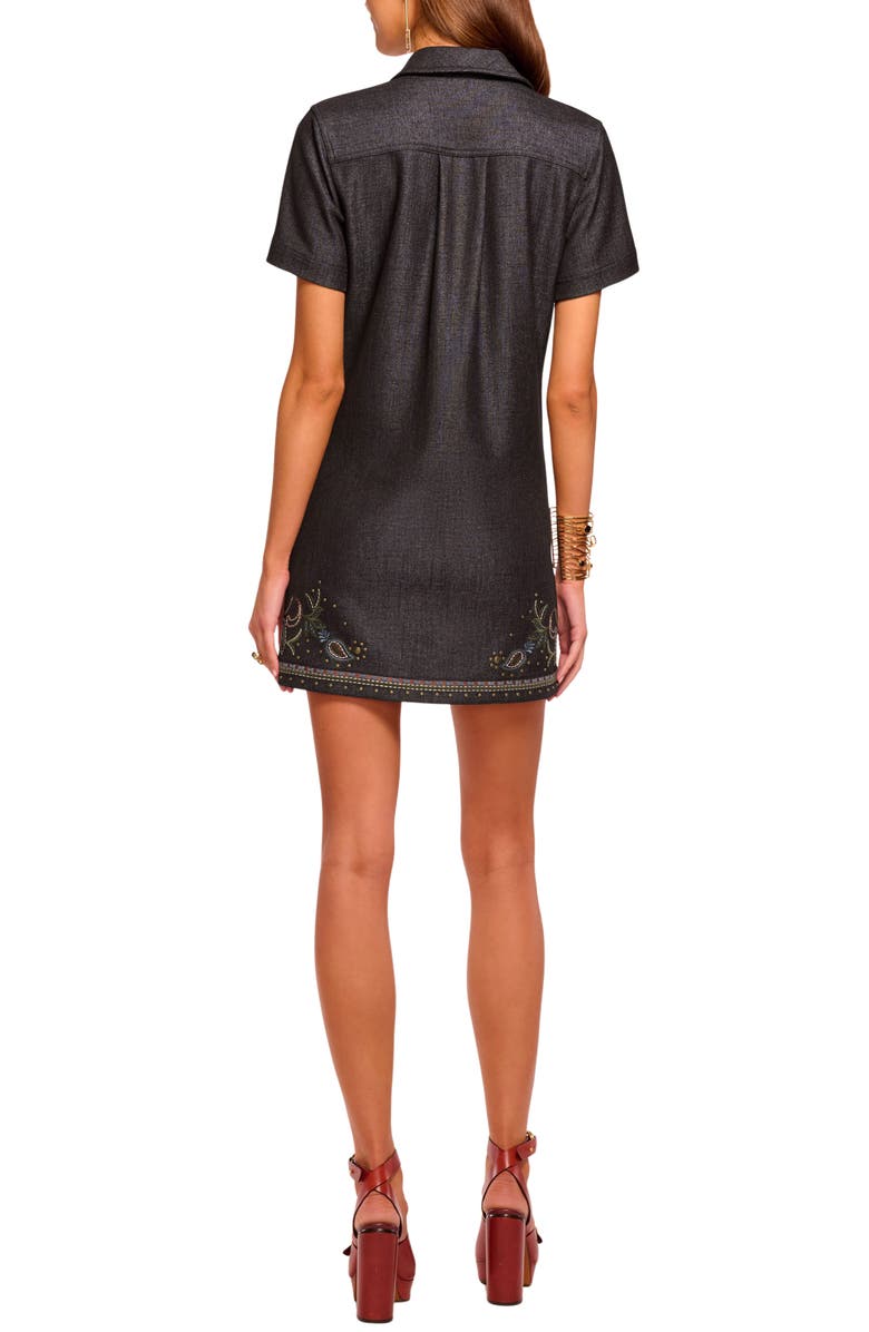 Ramy Brook Kristen Embroidered Studded Mini Shirtdress, Alternate, color, Dark Denim Multi