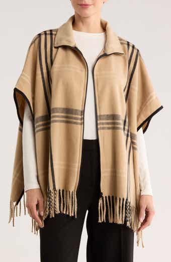 Vince Camuto Plaid Zip Front Ruana