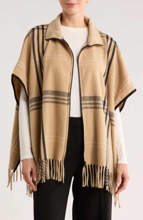 Vince Camuto Plaid Zip Front Ruana