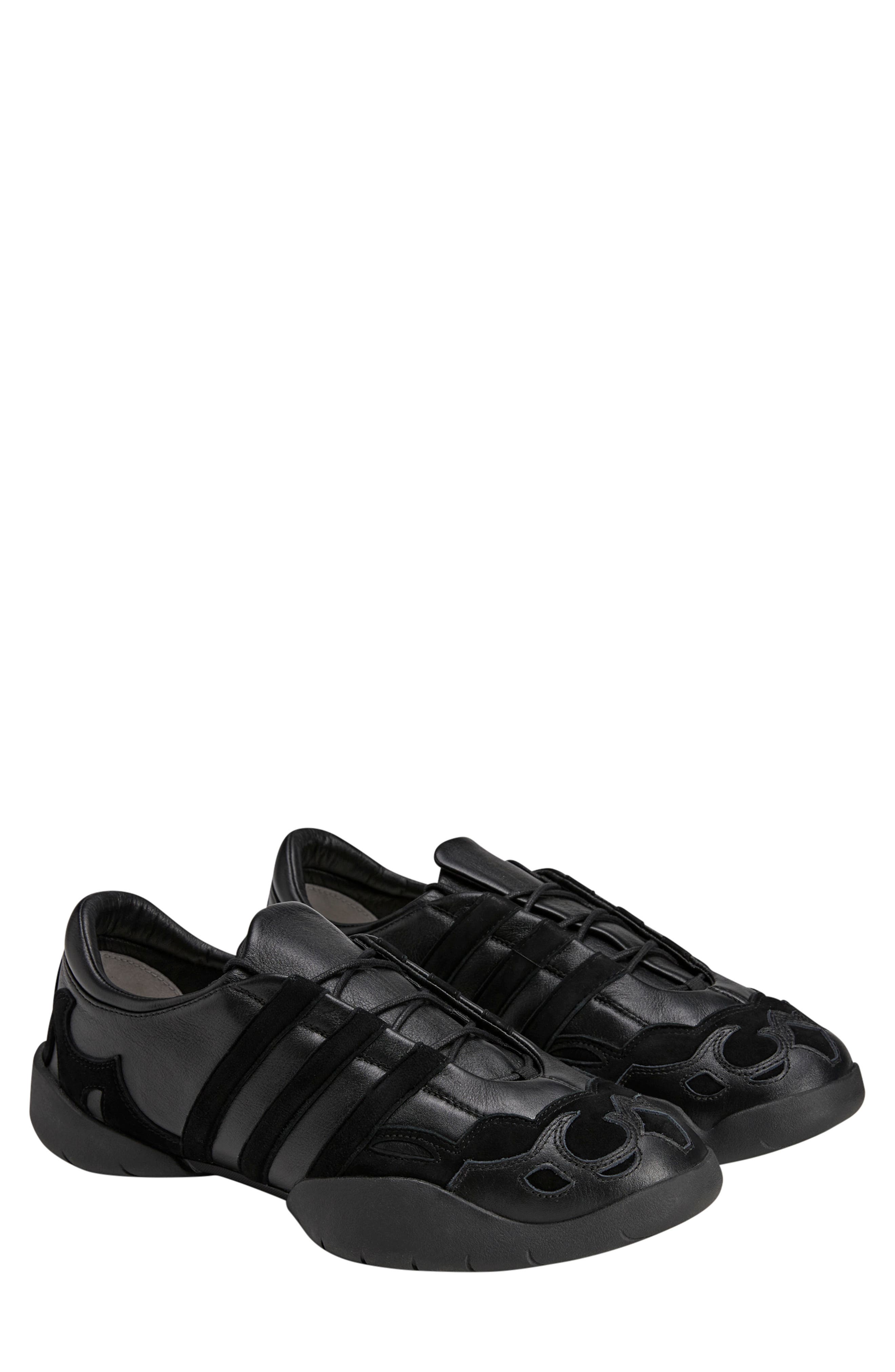 Y-3 REGU 2002 Leather Sneaker, Main, color, BLACK