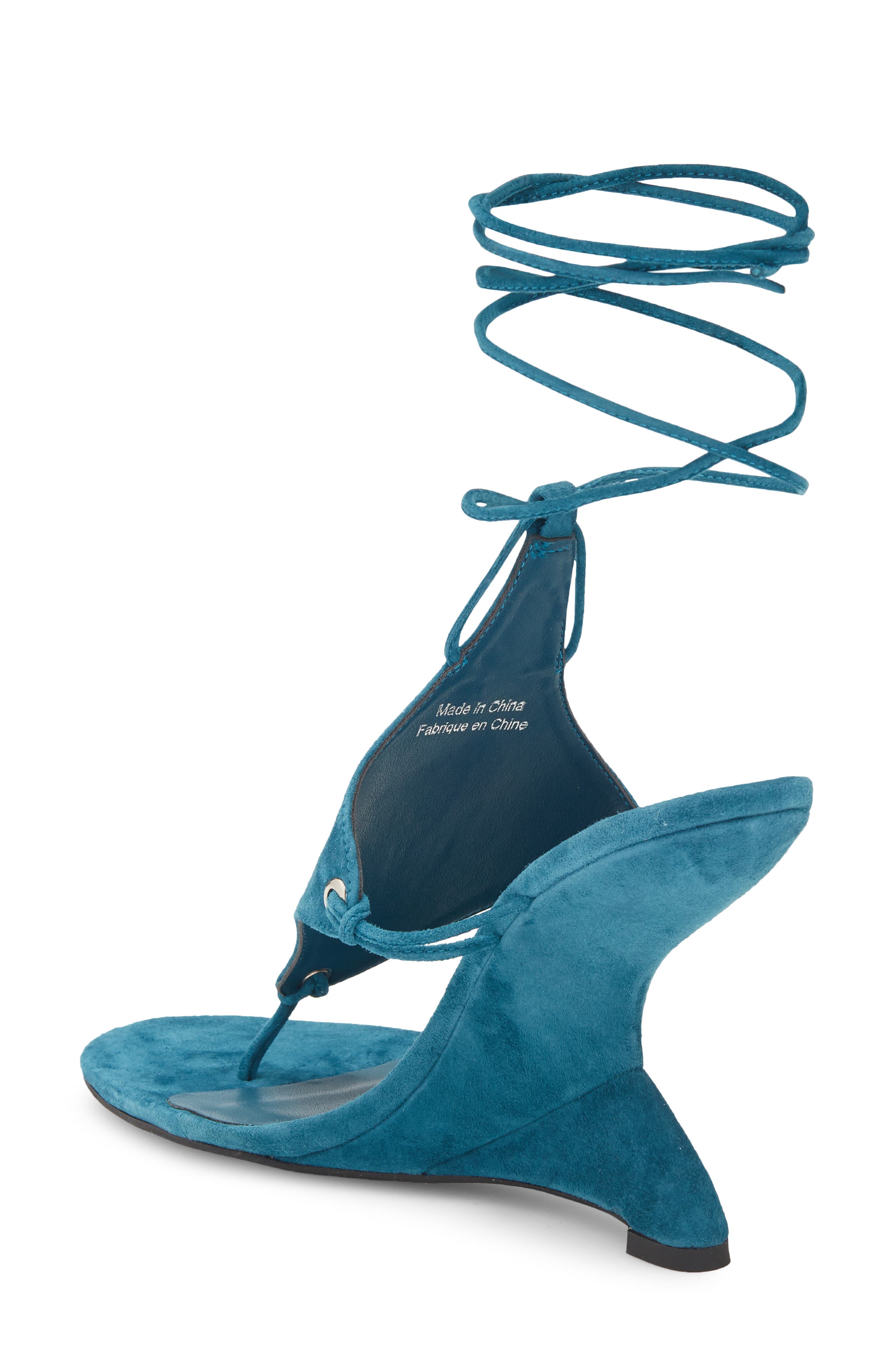 Pachouli Ankle Wrap Wedge Sandal, Alternate, color, DUSTY TURQUOISE SUEDE