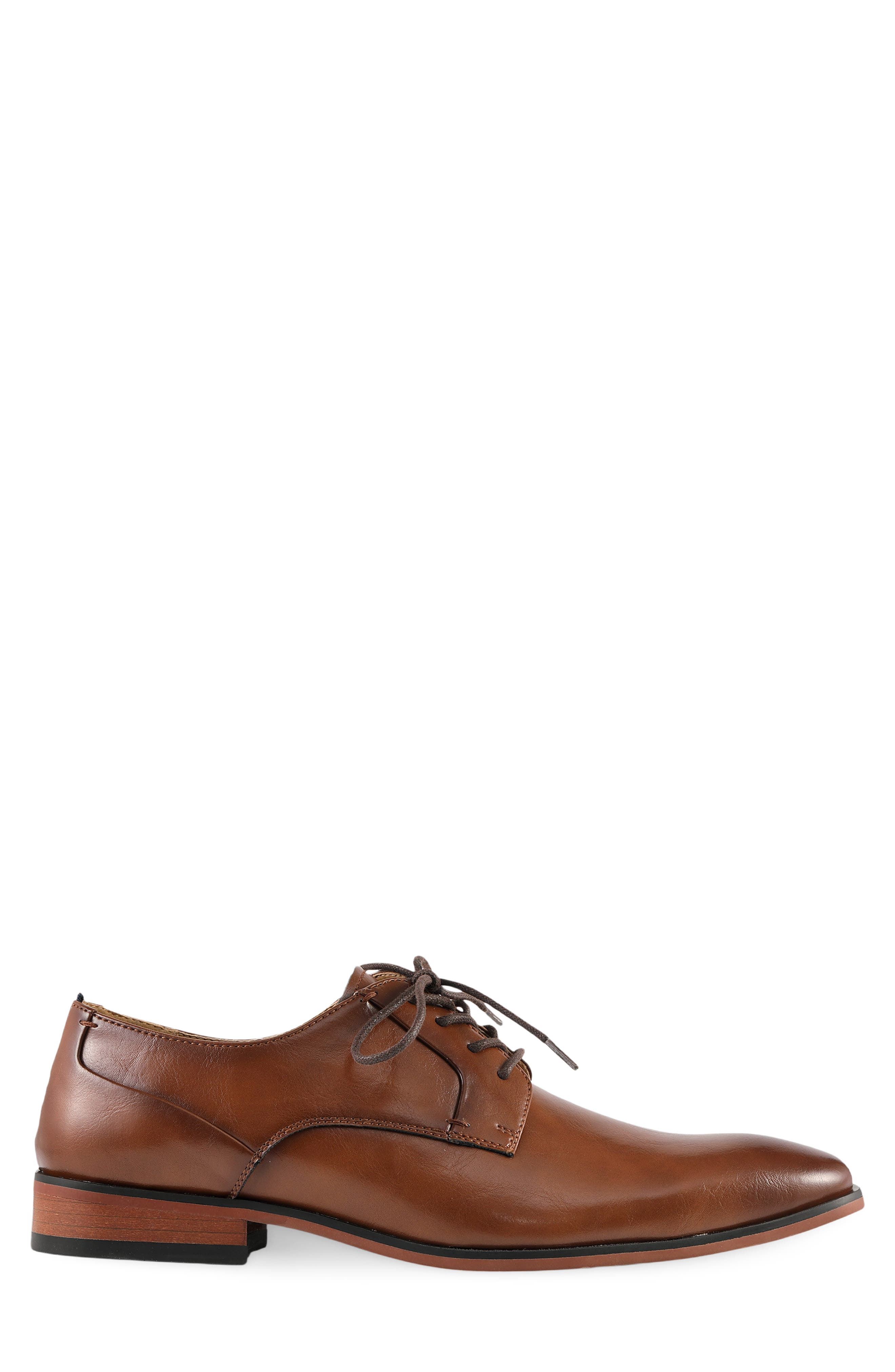 Stovis Faux Leather Plain Toe Derby, Alternate, color, MEDIUM BROWN