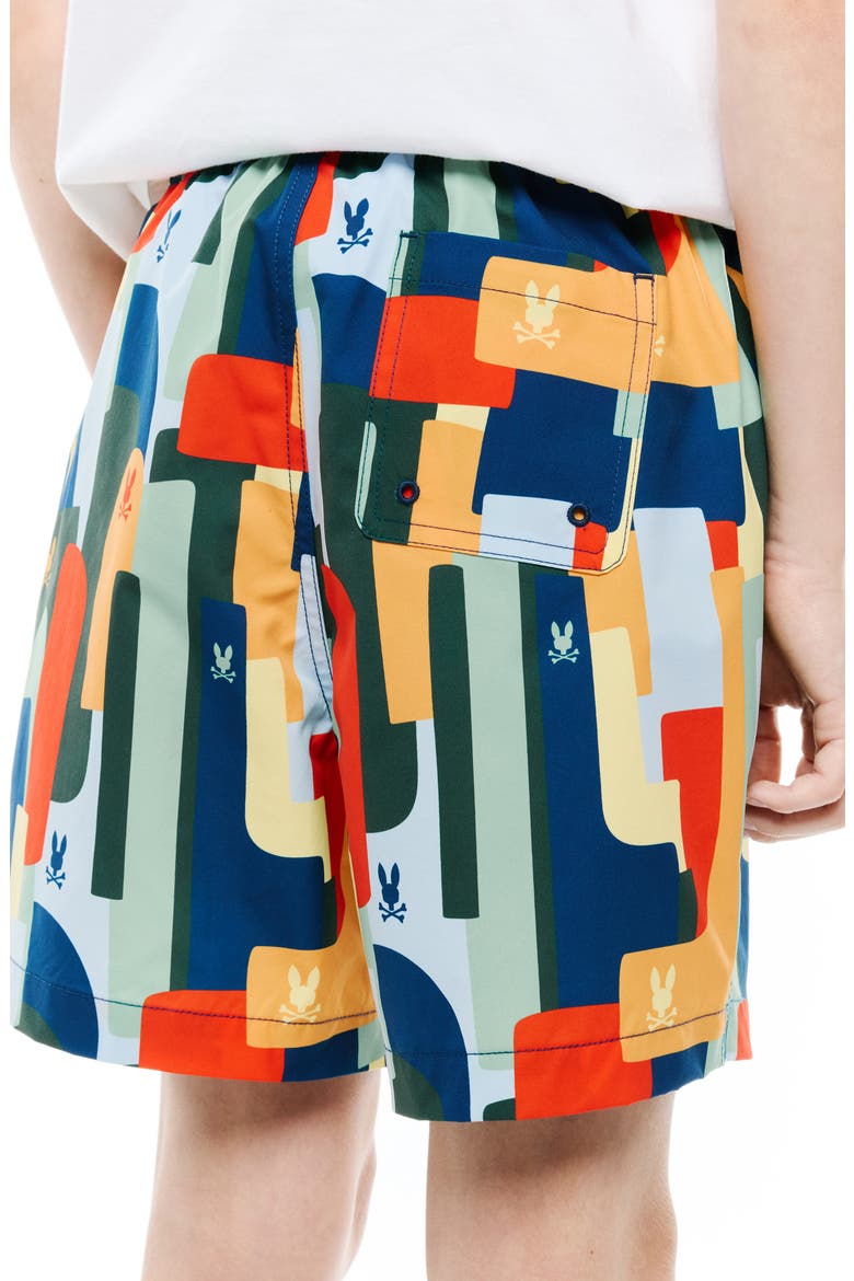 Kids' Wes Allover Print Swim Trunks, Alternate, color, NAVY PEONY