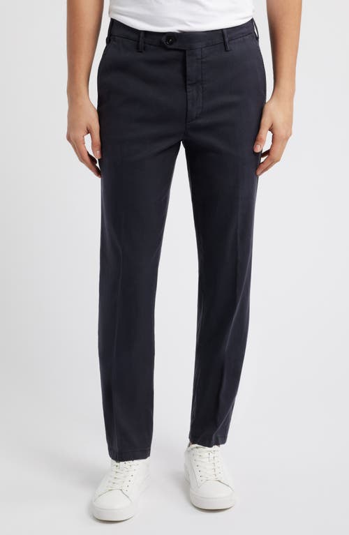 Canali Regular Fit Flat Front Comfort Twill Pants In Navy
