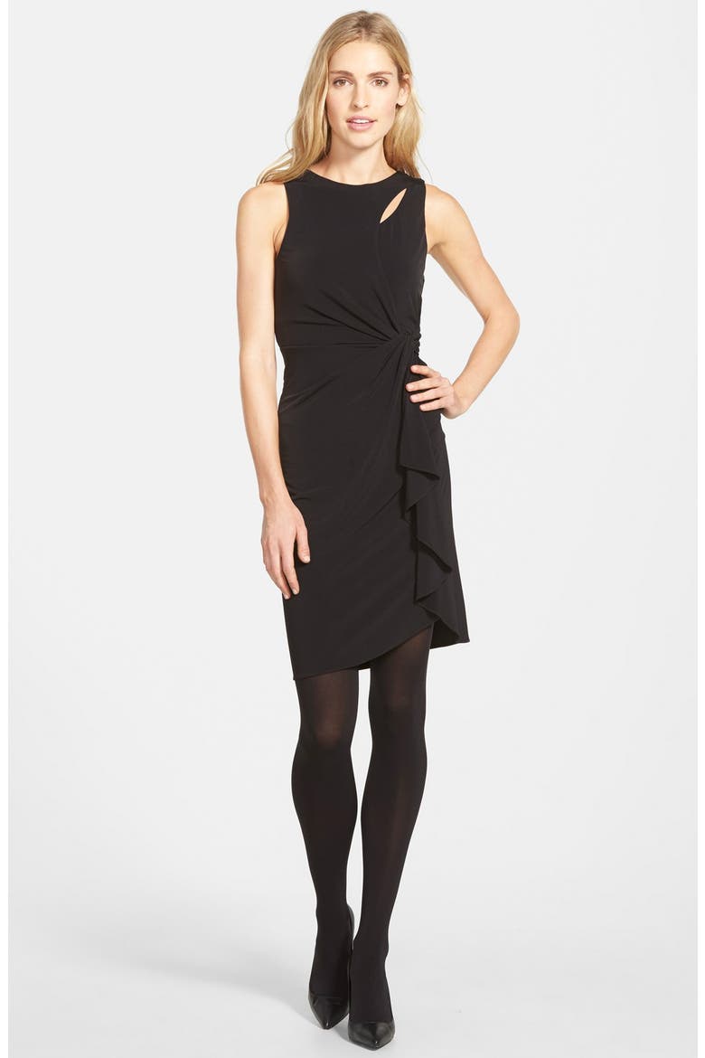 'Georgia' Faux Wrap Jersey Dress, Alternate, color, BLACK