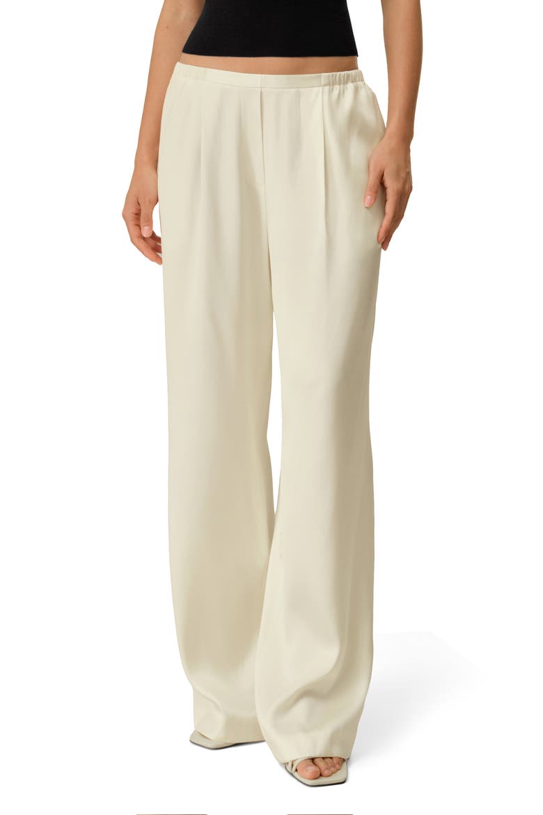 Women's Double Faced Silk Charmeuse Pants, Main, color, Lily White