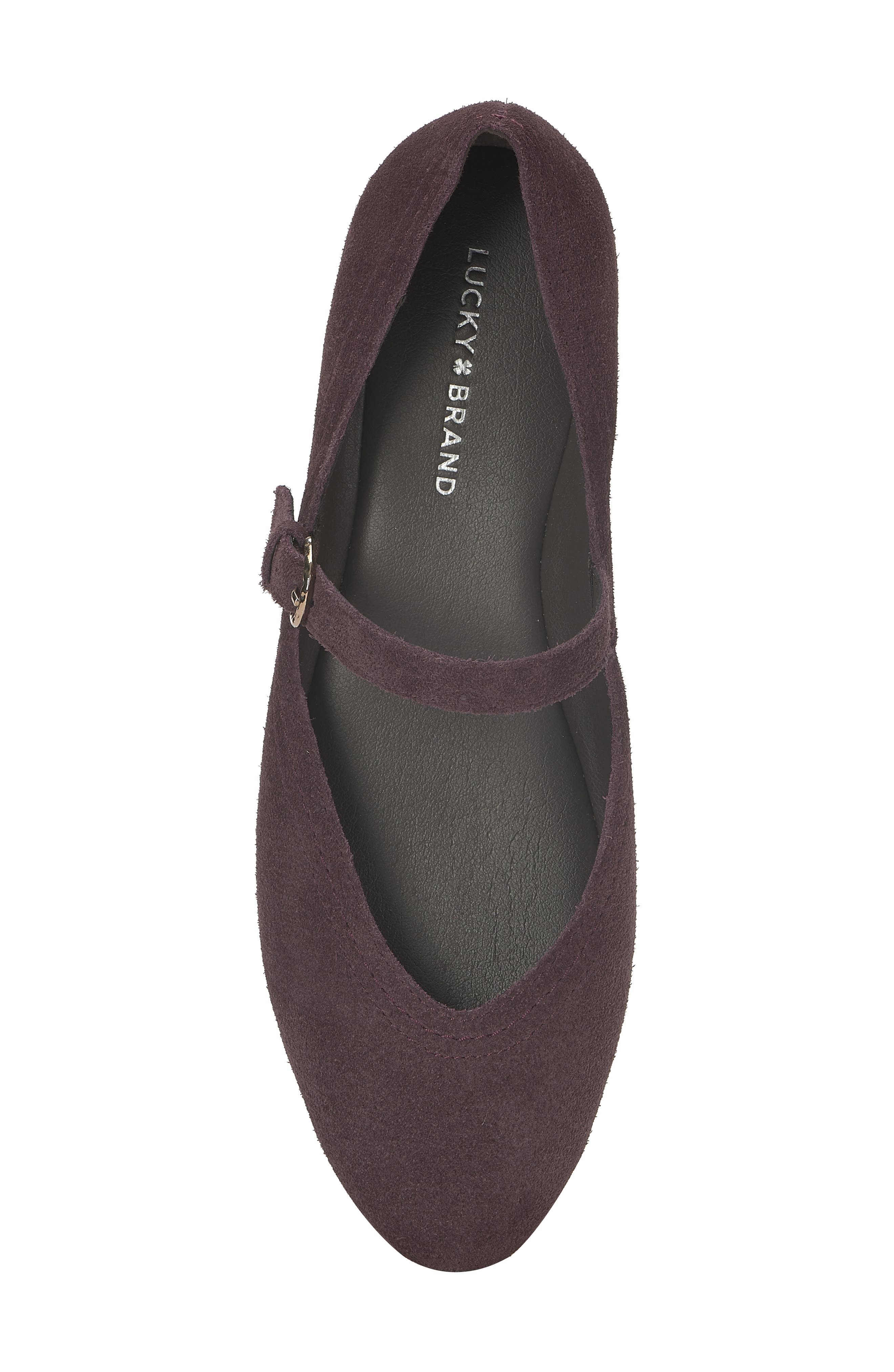Lucky Brand Cyrena Mary Jane Flat, Alternate, color, Winter Cherry Suede