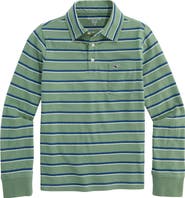 vineyard vines Kids' Surf Stripe Long Sleeve Polo