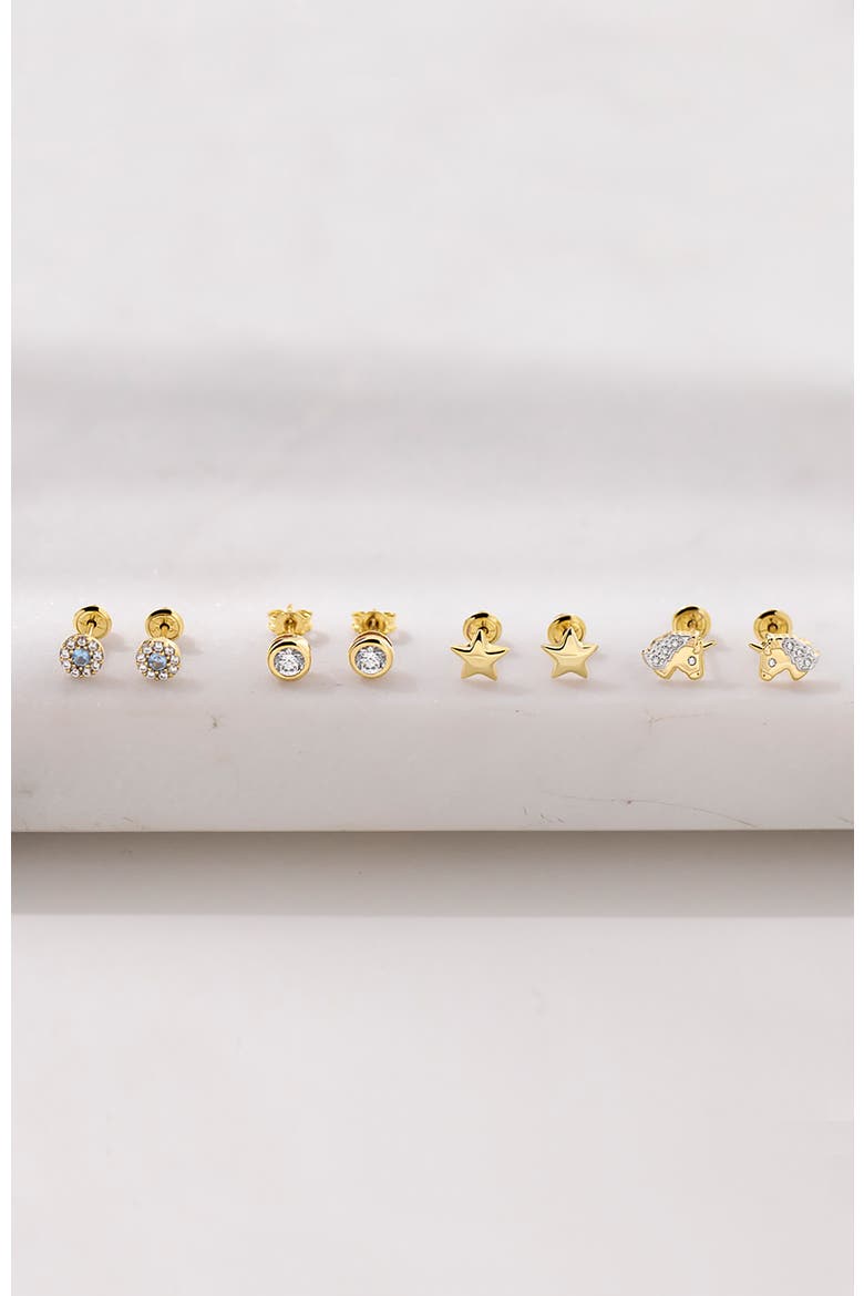 14k Glimmering Clear Cubic Zirconia Unicorn Earrings, Alternate, color, Gold
