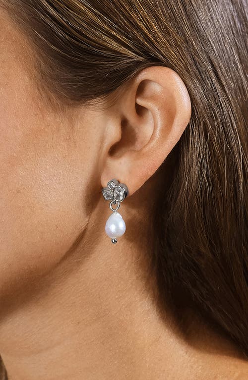 Sterling Forever Penny Cubic Zirconia Mother Of Pearl Cluster Stud Earrings In Silver