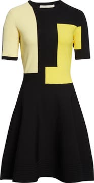 Jason Wu Collection Collage Colorblock Jacquard Knit Fit & Flare Minidress