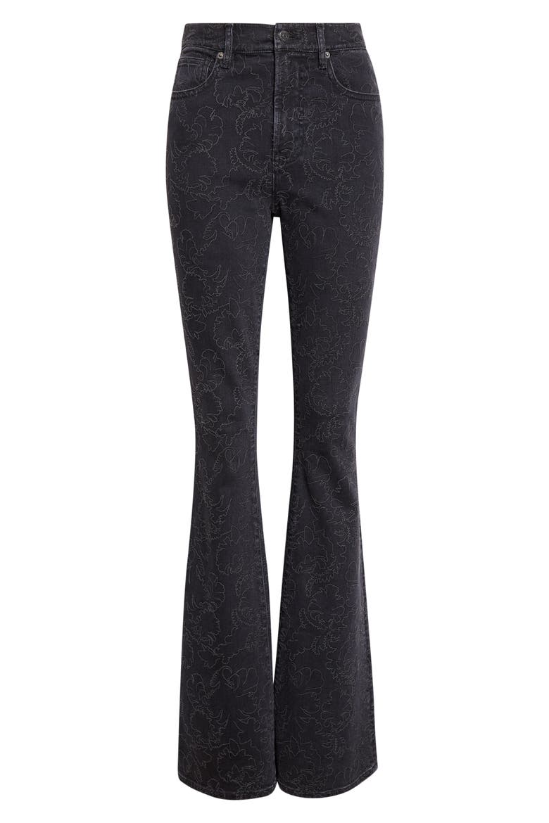Beverly Floral Embroidered Flare Leg Jeans, Alternate, color, WASHED ONYX