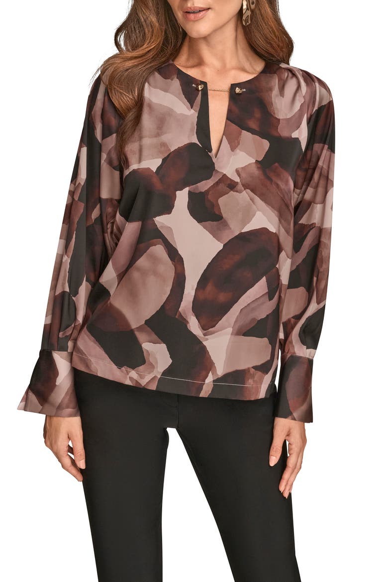 Abstract Print Chain Detail Long Sleeve Top, Main, color, NOLITA MULTI