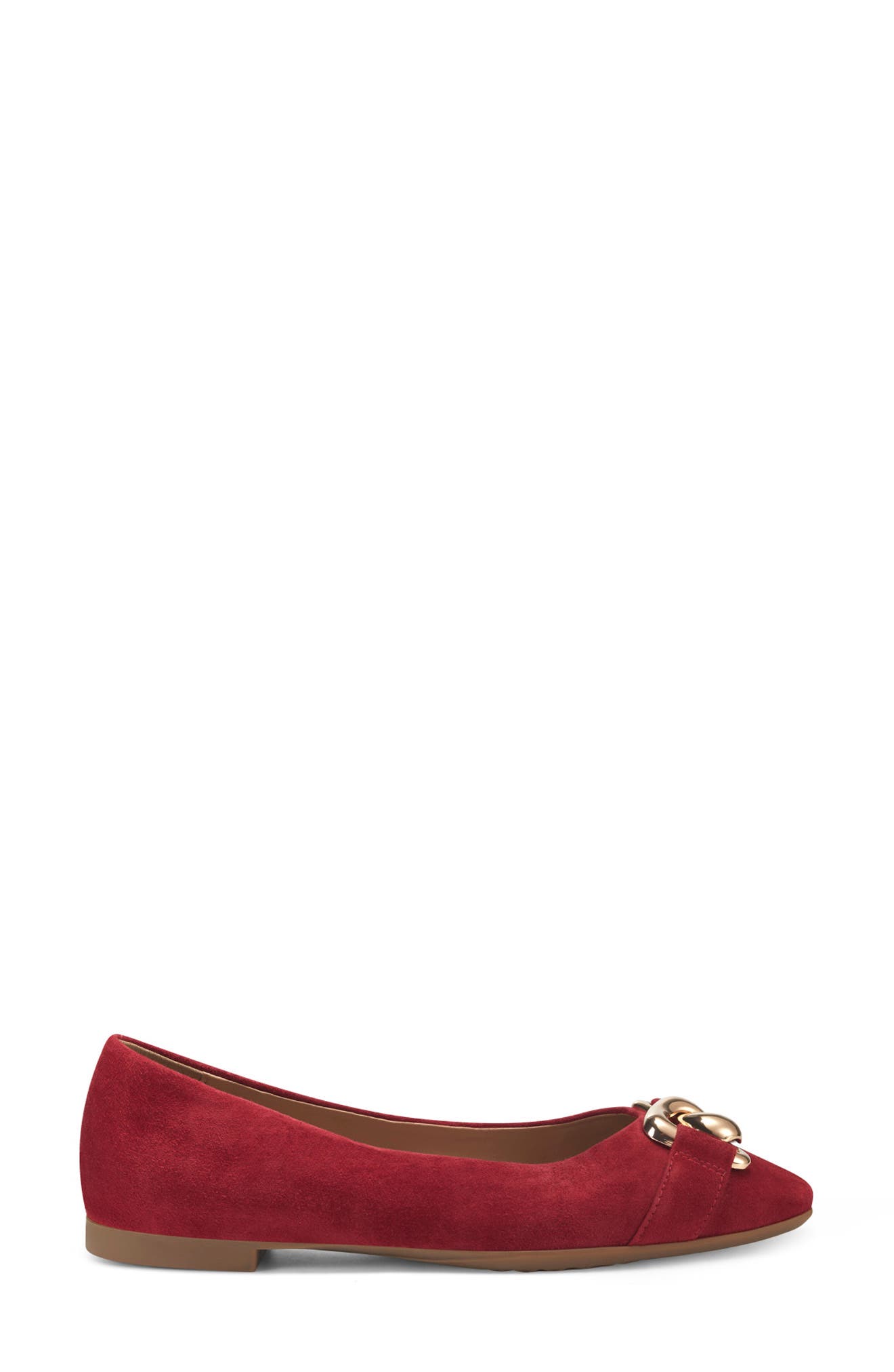 Candice Chain Flat, Alternate, color, RED SUEDE