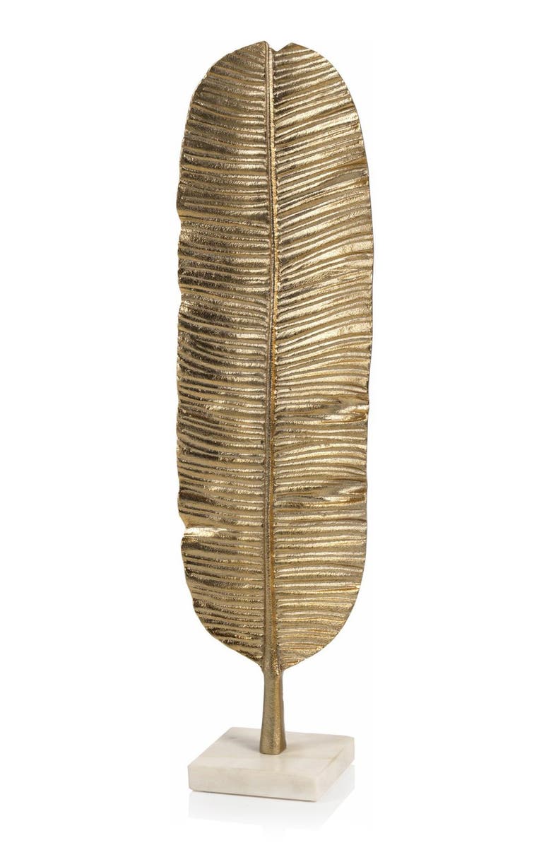 Zodax Metal Banana Leaf Sculpture on Marble Base, Main, color, 