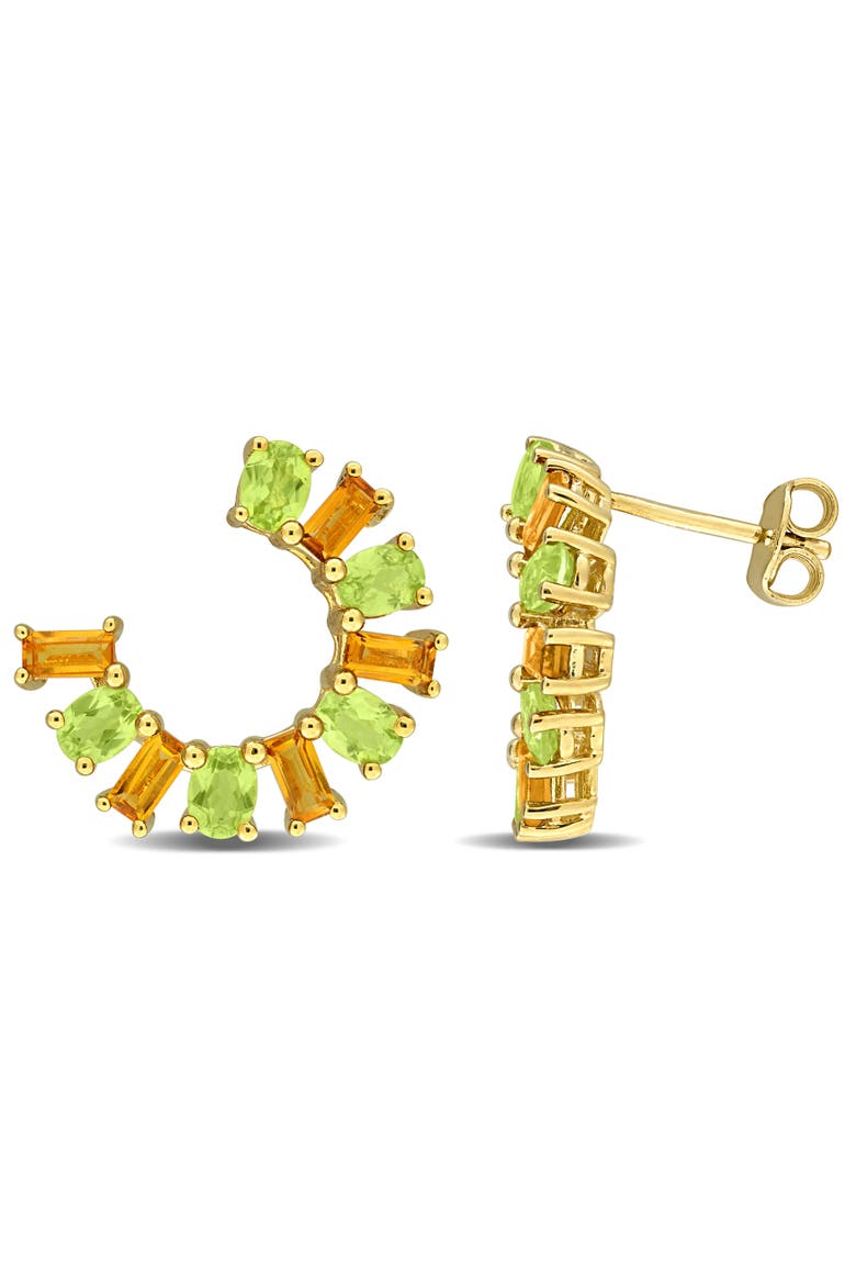 Gemstone Half Circle Stud Earrings Plated-Silver, Main, color, Citrine/Yellow-Plated Silver
