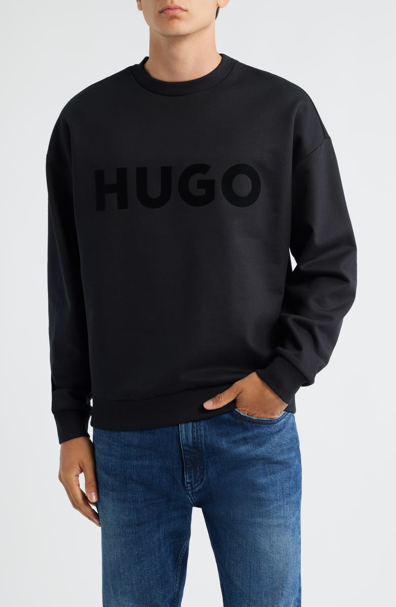 HUGO Dinex Cotton French Terry Crewneck Sweatshirt, Main, color, 