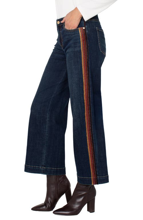Liverpool Los Angeles Stride Velvet Side Stripe High Waist Ankle Wide Leg Jeans In Blue