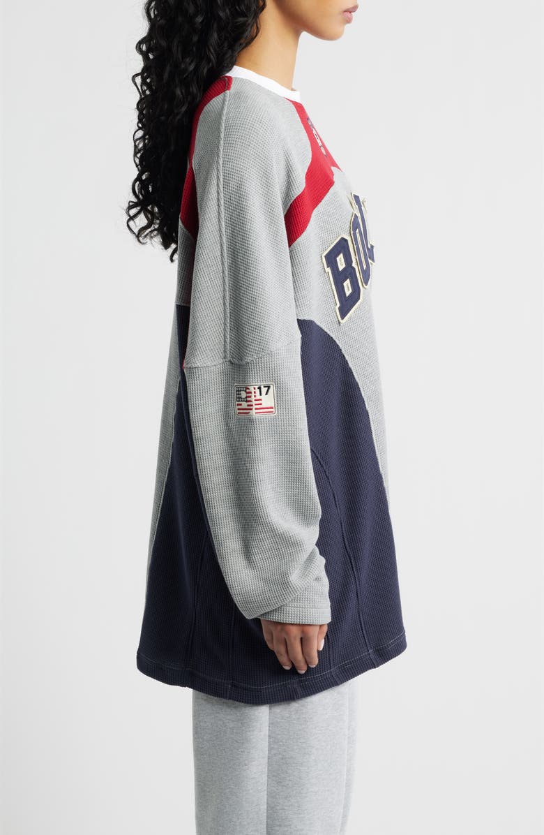 BOYS LIE Goal Digger Long Sleeve Waffle Knit Top, Alternate, color, Heather Grey