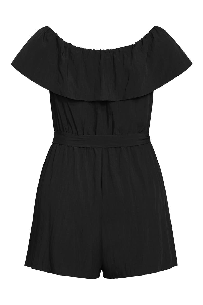 Kiki Off the Shoulder Playsuit Romper, Alternate, color, BLACK