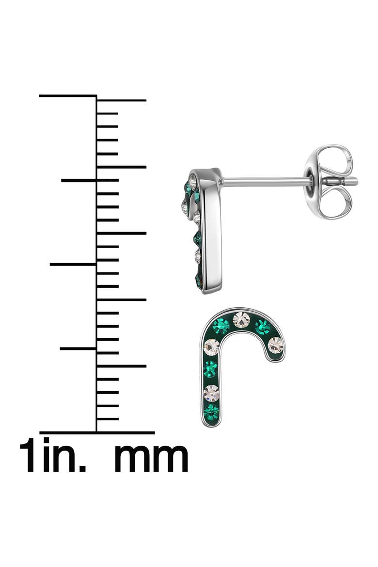 Kids' Crystal Candy Cane Stud Earrings, Alternate, color, GREEN
