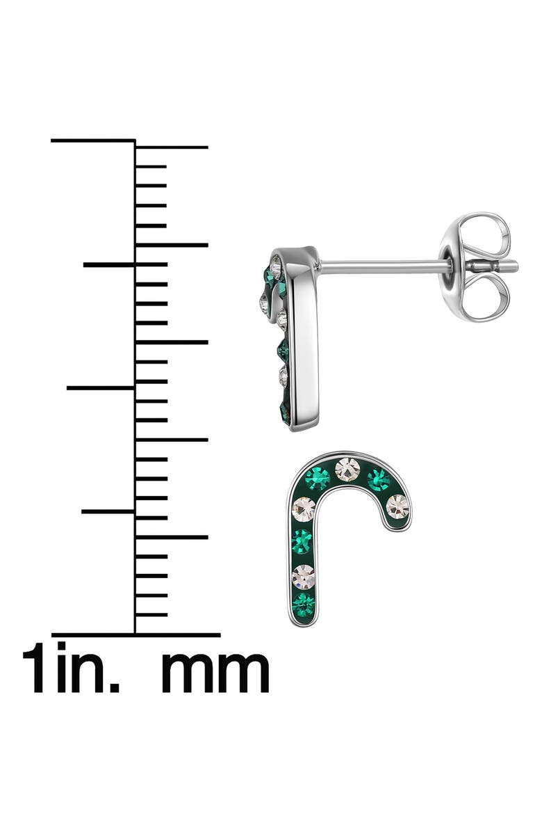 Lily Nily Kids' Crystal Candy Cane Stud Earrings, Alternate, color, Green