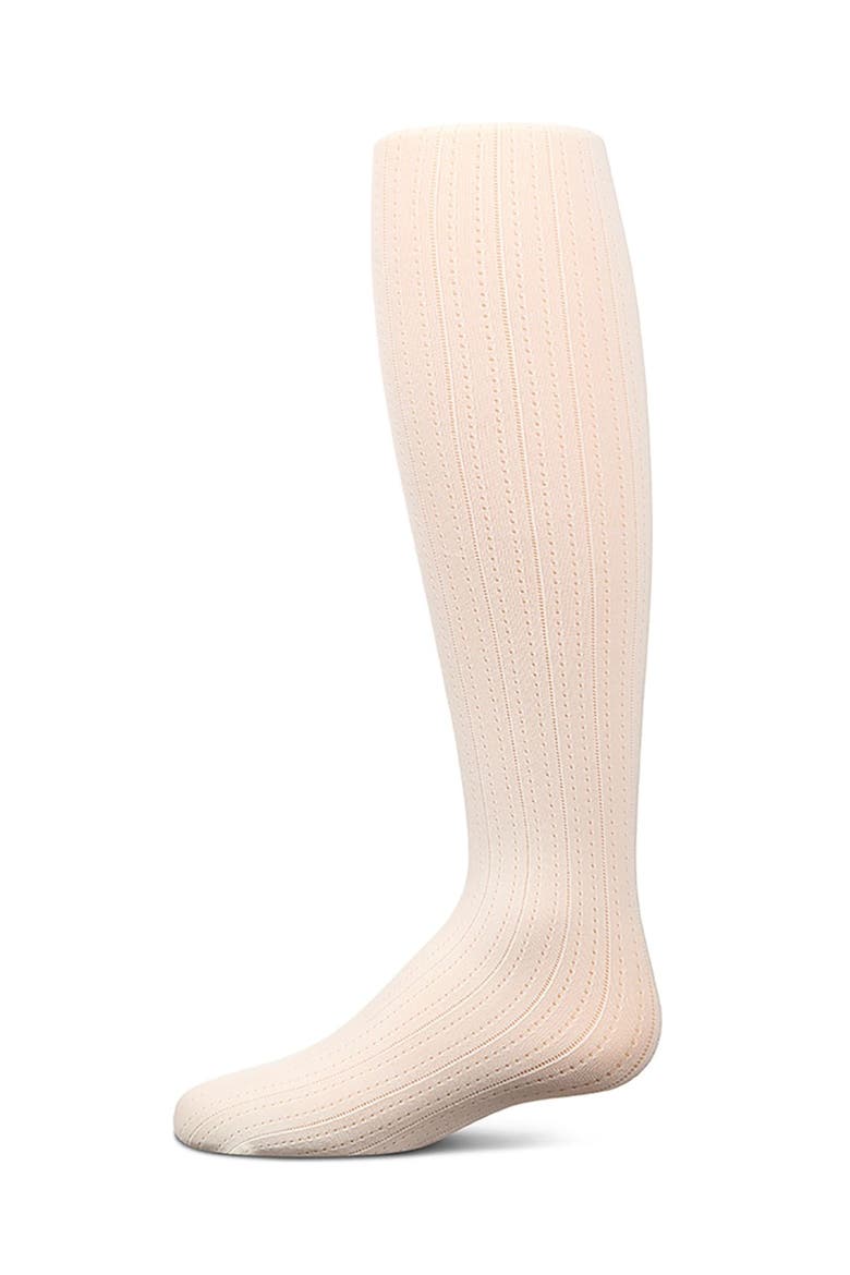 Kids' Railroad Pointelle Nylon Tights, Main, color, Winter White