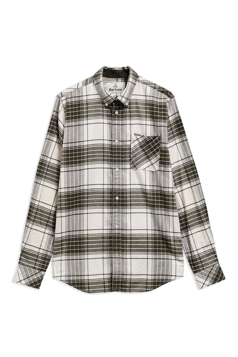 Embergate Tailored Plaid Cotton Shirt, Alternate, color, OLIVE
