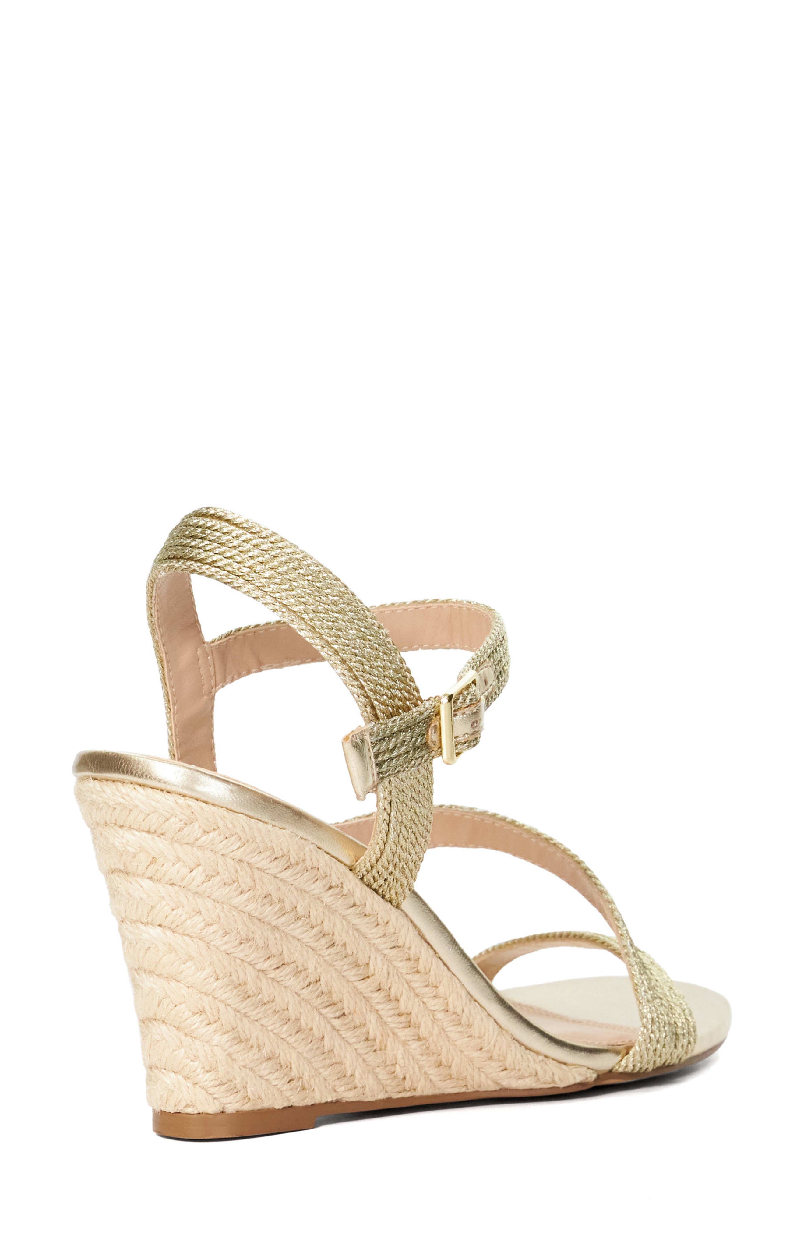 Dune London Kaias Espadrille Ankle Strap Wedge Sandal, Alternate, color, Gold