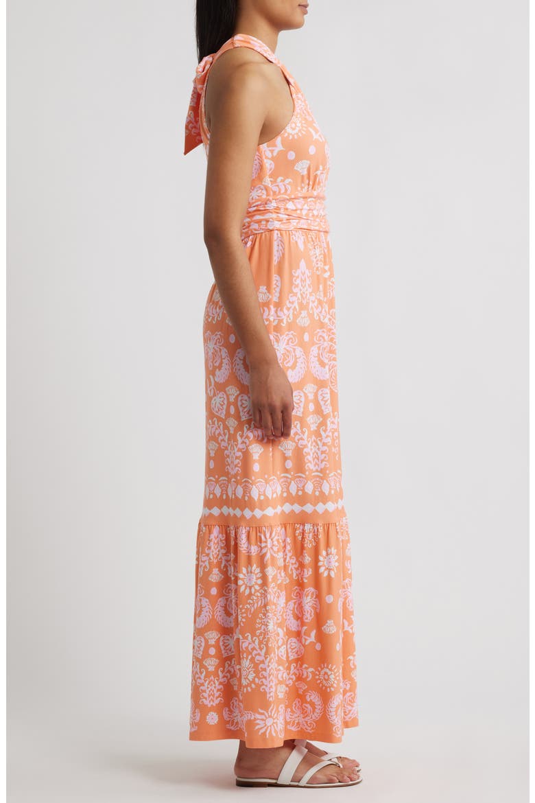 Montecito Mixed Print Cross Neck Maxi Dress, Alternate, color, PAPAYA