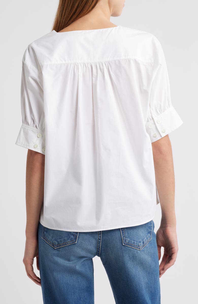 FRAME Split Neck Organic Cotton Popover Top, Alternate, color, White
