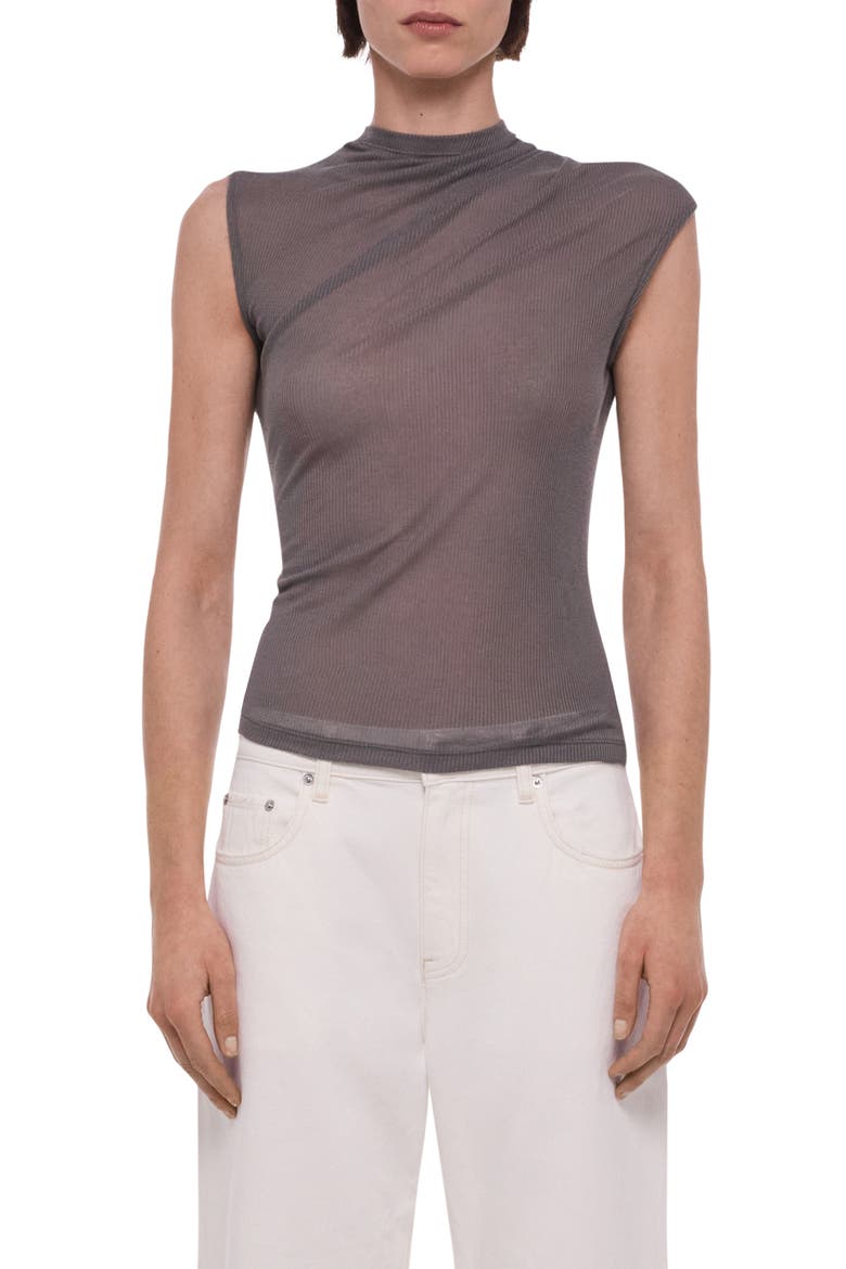 Twist Sheer Tank, Main, color, DARK GREY