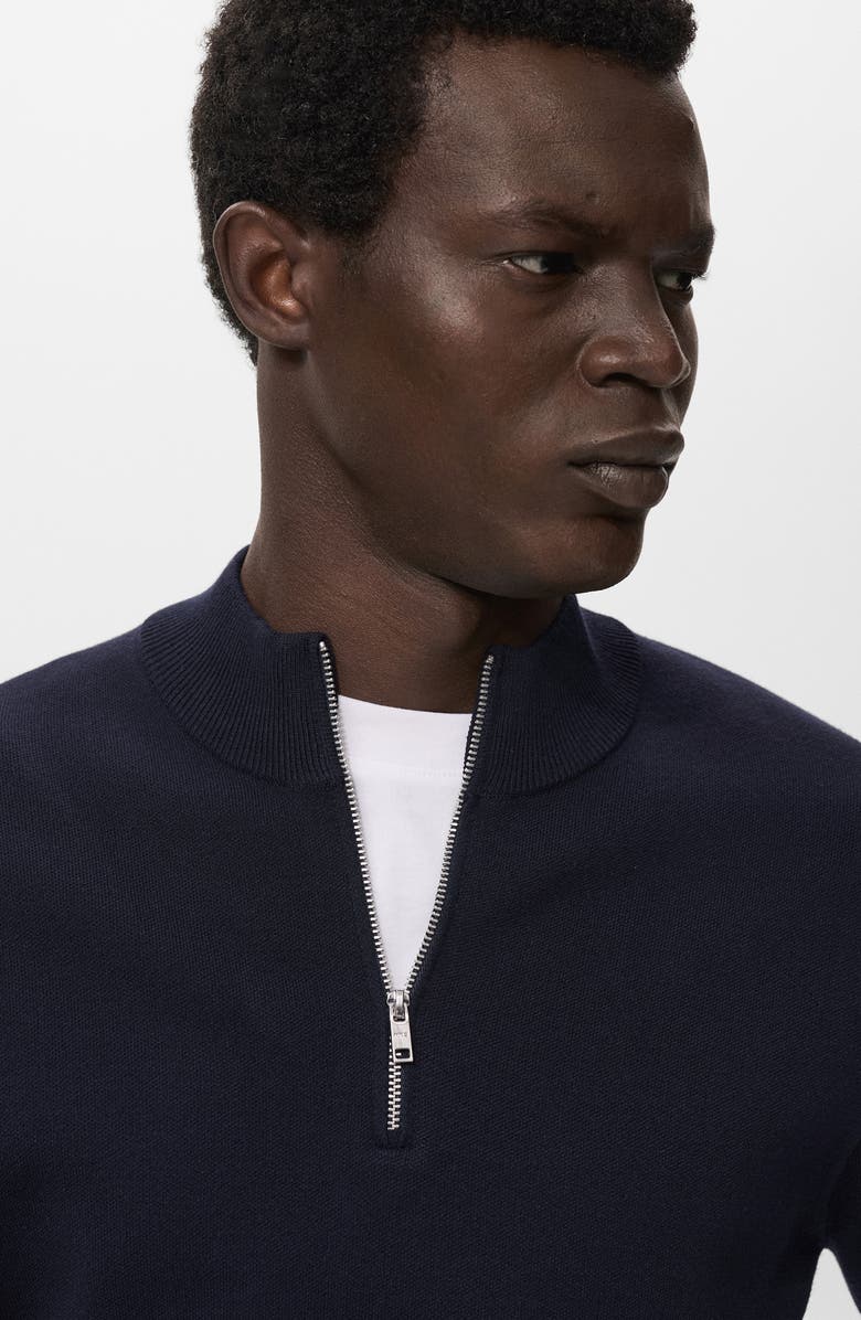 MANGO Quarter Zip Sweater, Alternate, color, Navy