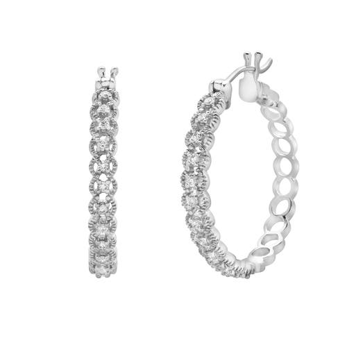 Luvmyjewelry Dahlia Diamond Rope Hoop Earrings In 14k Gold In Gray