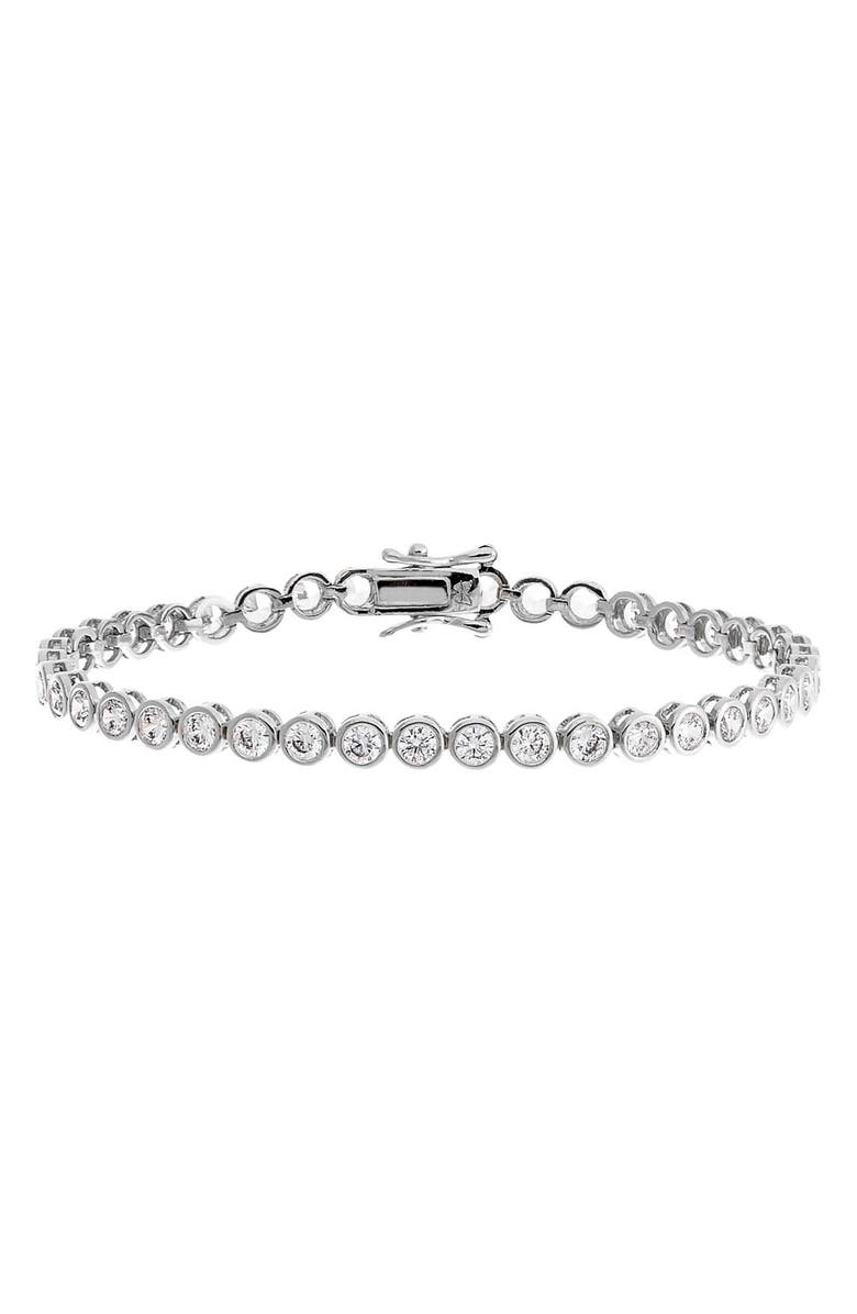 BY ADINA EDEN Bezel Tennis Bracelet, Main, color, Silver - 7 Inch / 3 Mm